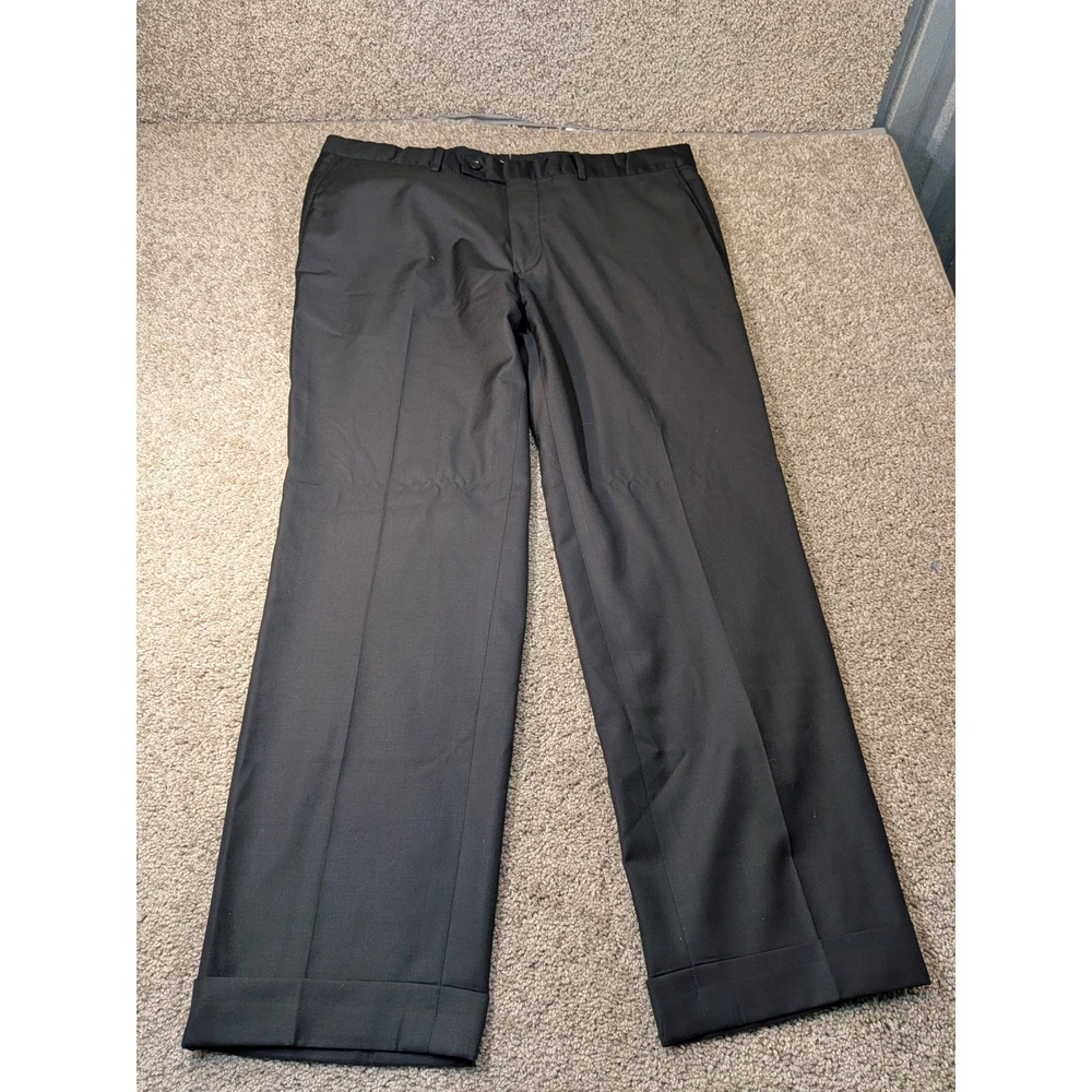 Sarar Travel Mens Black Dress Pants Flat Front Cuffed Trousers 40x30